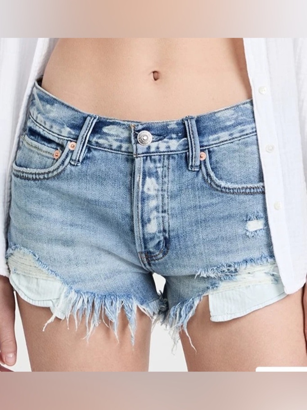 We the Free Light Wash Denim Distressed Shorts - 26